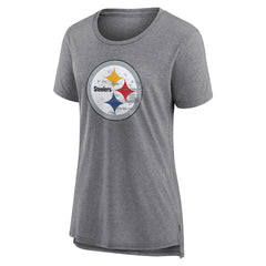 Pittsburgh Steelers Women's Heritage Custom Name & Number Tri-Blend T-Shirt - Gray online
