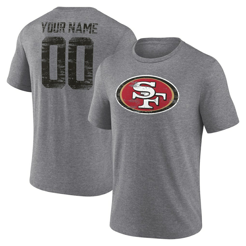 San Francisco 49ers Heritage Custom Name & Number Tri-Blend T-Shirt - Gray on sale
