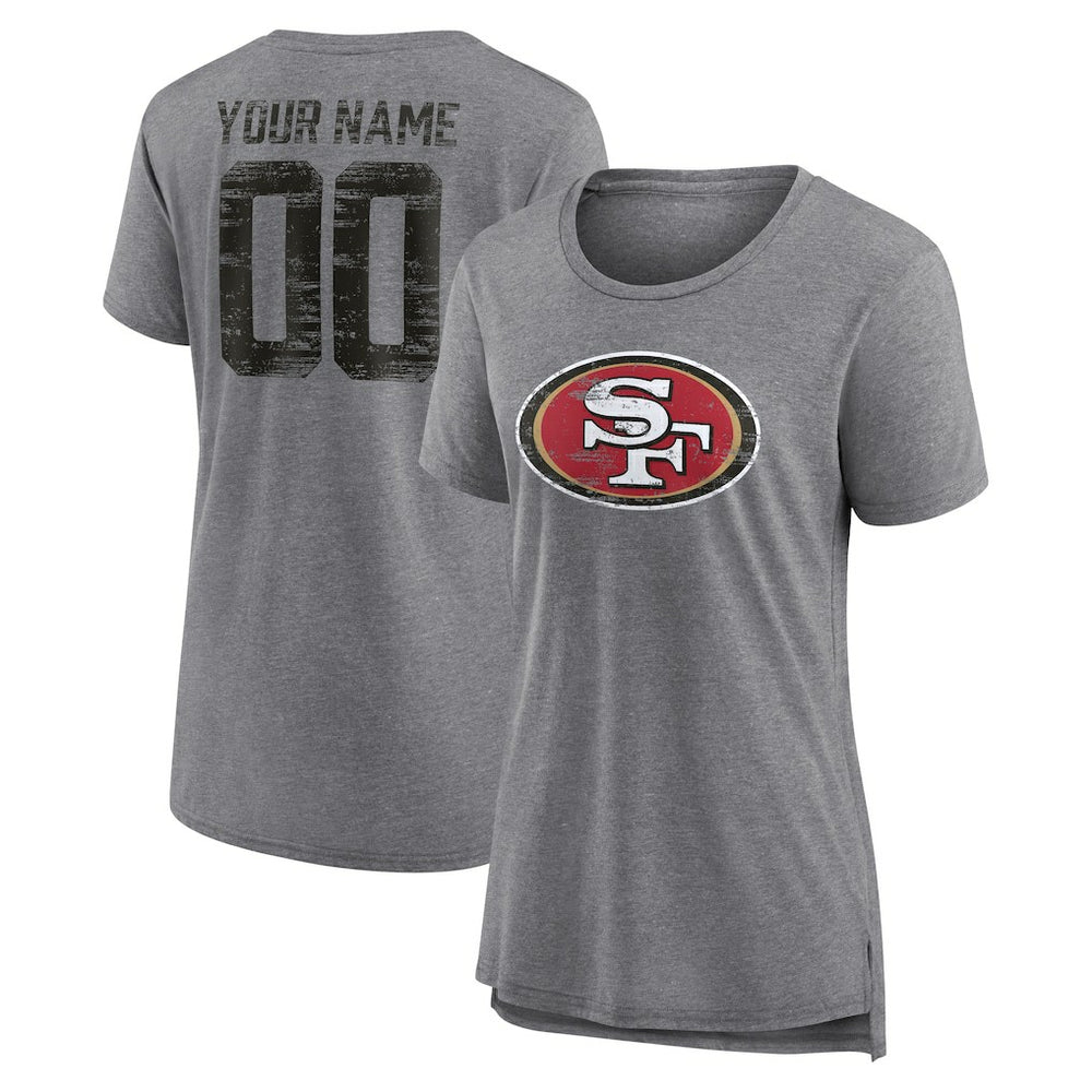 San Francisco 49ers Women's Heritage Custom Name & Number Tri-Blend T-Shirt - Gray sale