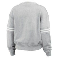 New York Knicks WEAR by Erin Andrews Women's Sleeve Stripe Fleece Crewneck Sweatshirt - Gray discount