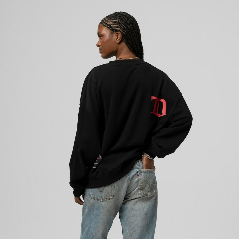 Detroit Red Wings Mitchell & Ness Women's Vintage Crewneck Sweatshirt Black