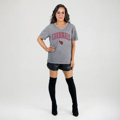 Arizona Cardinals Gameday Couture Women's Relaxed Iconic Edge Rhinestone V-Neck T-Shirt - Gray discount