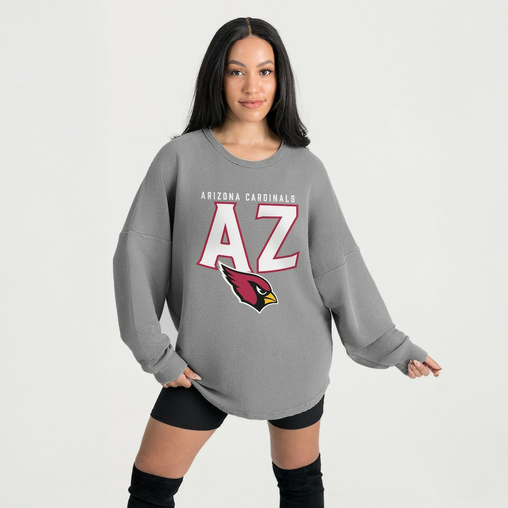 Arizona Cardinals Gameday Couture Women's Oversized Pure Motion Corded Sweatshirt - Gray online