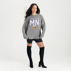 Minnesota Vikings Gameday Couture Women's Oversized Pure Motion Corded Sweatshirt - Gray for sale