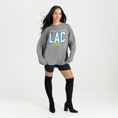 Los Angeles Chargers Gameday Couture Women's Oversized Pure Motion Corded Sweatshirt - Gray outlet