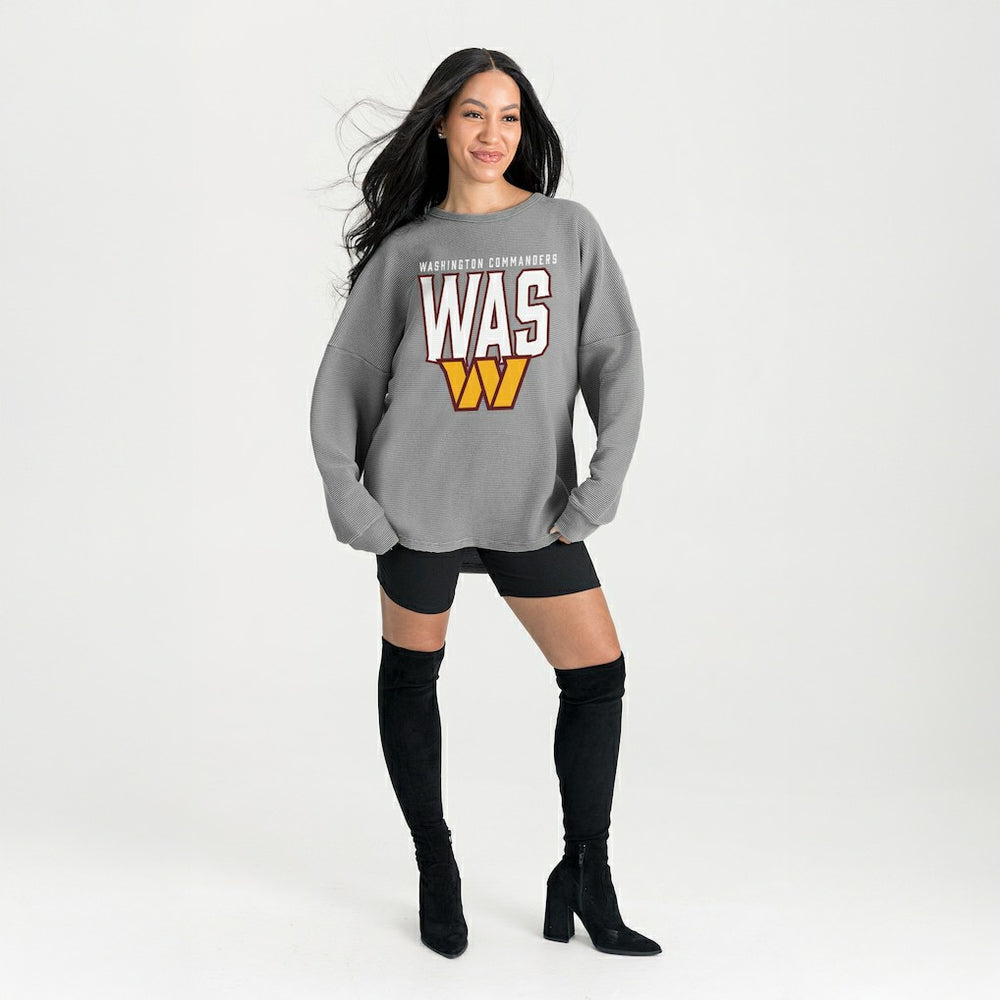 Washington Commanders Gameday Couture Women's Oversized Pure Motion Corded Sweatshirt - Gray cheap