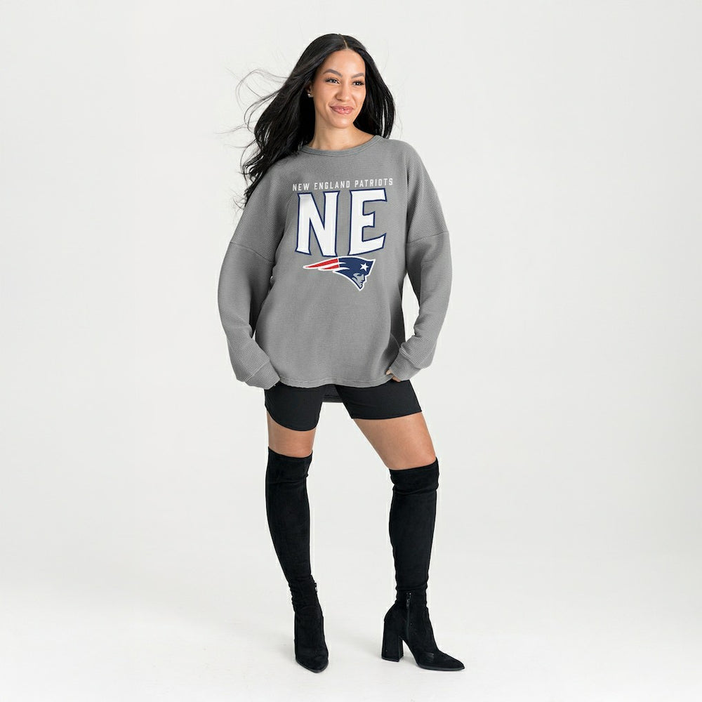 New England Patriots Gameday Couture Women's Oversized Pure Motion Corded Sweatshirt - Gray online