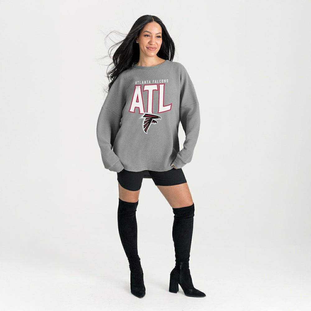 Atlanta Falcons Gameday Couture Women's Oversized Pure Motion Corded Sweatshirt - Gray on sale