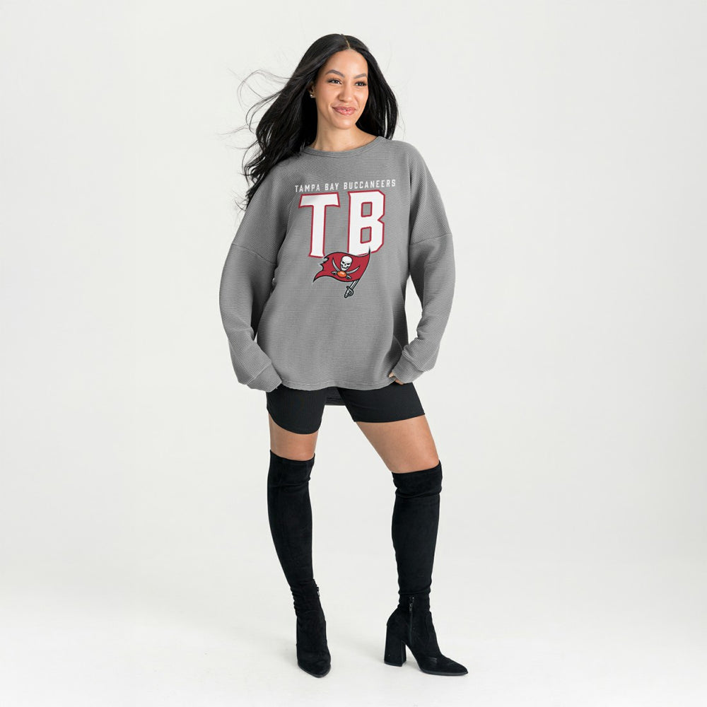 Tampa Bay Buccaneers Gameday Couture Women's Oversized Pure Motion Corded Sweatshirt - Gray sale
