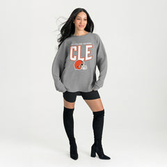 Cleveland Browns Gameday Couture Women's Oversized Pure Motion Corded Sweatshirt - Gray on sale