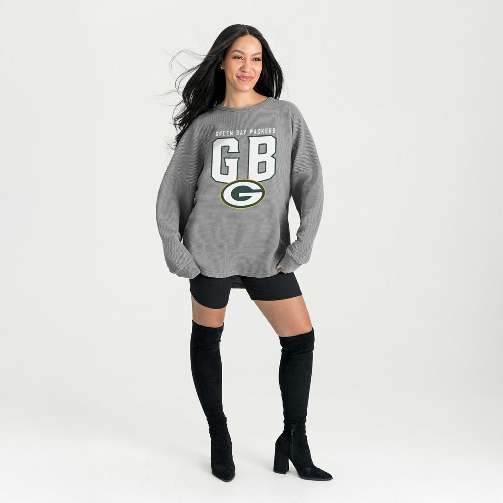 Green Bay Packers Gameday Couture Women's Oversized Pure Motion Corded Sweatshirt - Gray sale