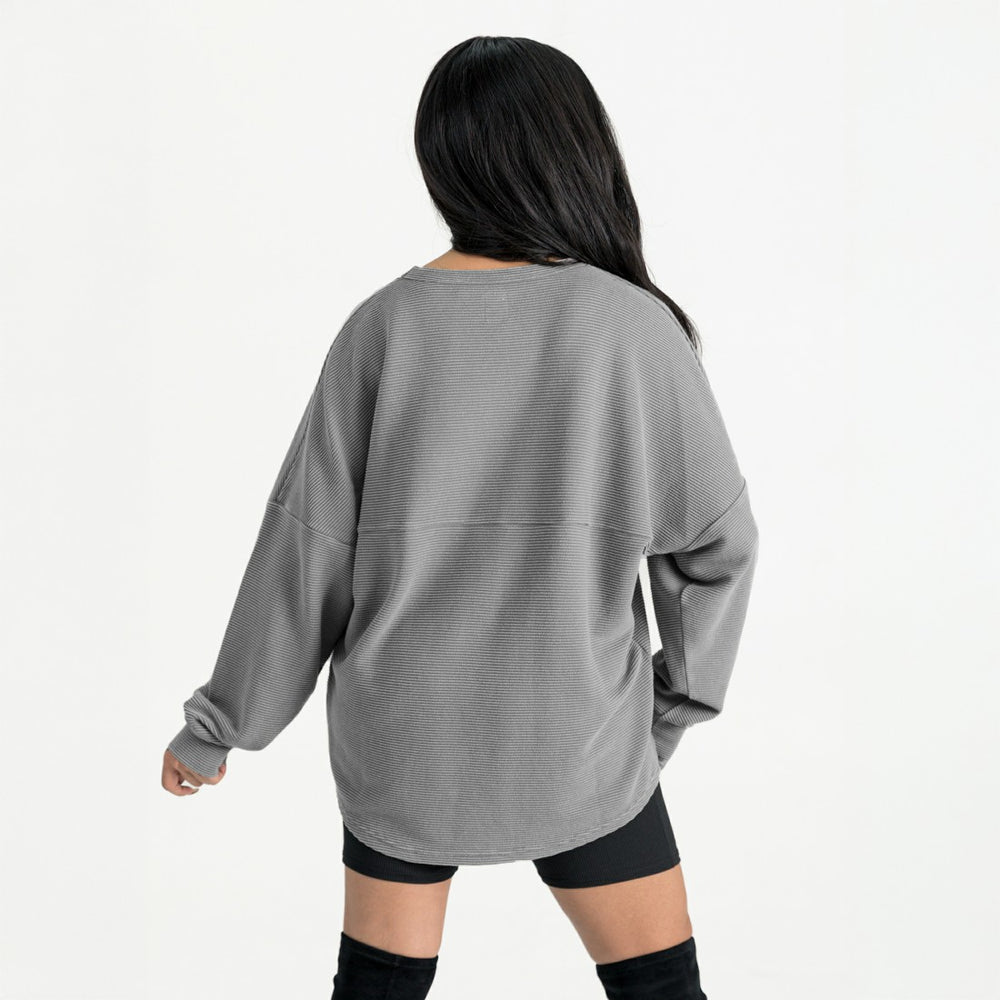 Detroit Lions Gameday Couture Women's Oversized Pure Motion Corded Sweatshirt - Gray for sale
