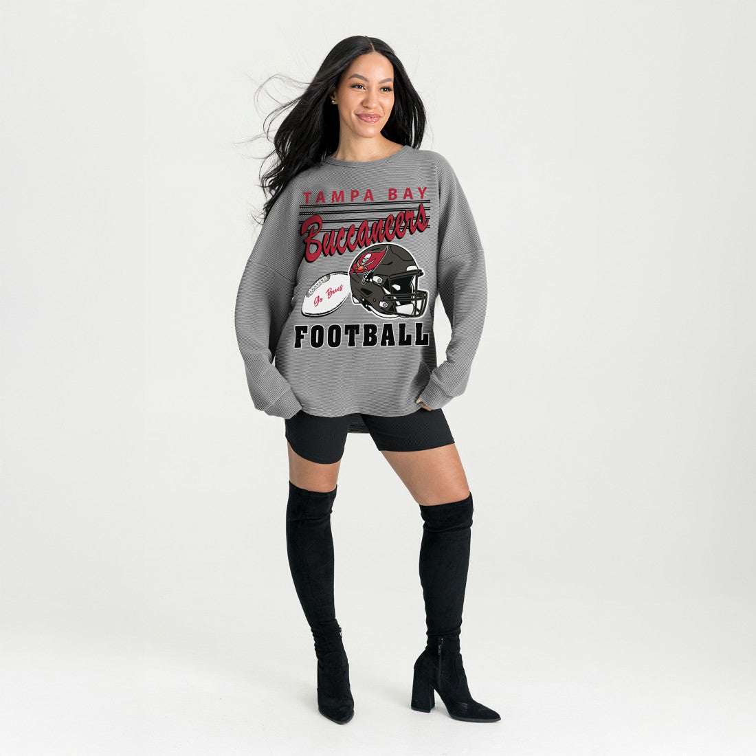 Tampa Bay Buccaneers Gameday Couture Women's Oversized Sweet Victory Corded Sweatshirt - Gray discount
