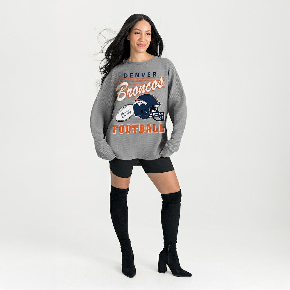 Denver Broncos Gameday Couture Women's Oversized Sweet Victory Corded Sweatshirt - Gray online
