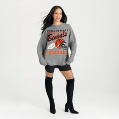 Cincinnati Bengals Gameday Couture Women's Oversized Sweet Victory Corded Sweatshirt - Gray sale