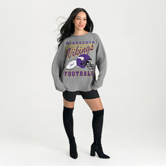 Minnesota Vikings Gameday Couture Women's Oversized Sweet Victory Corded Sweatshirt - Gray outlet