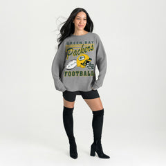 Green Bay Packers Gameday Couture Women's Oversized Sweet Victory Corded Sweatshirt - Gray for sale