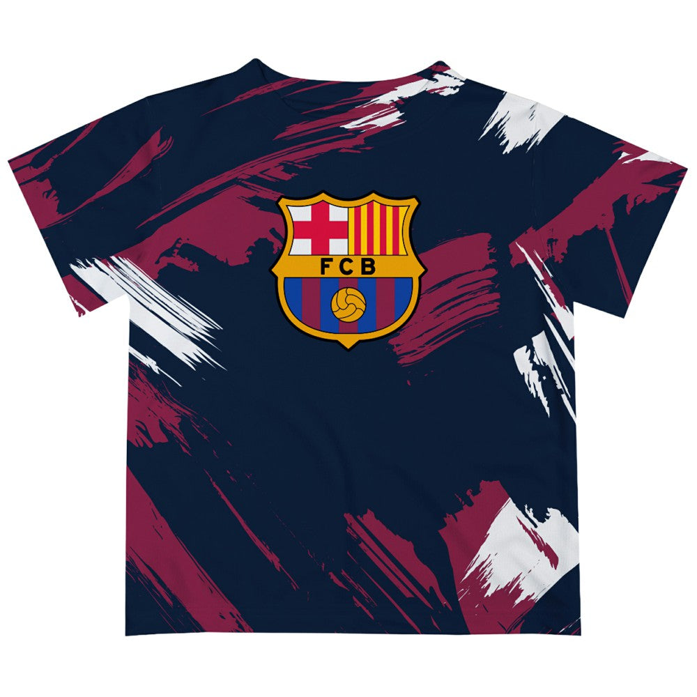 Barcelona Vive La Fete Youth Paint Brush T-Shirt - Navy cheap