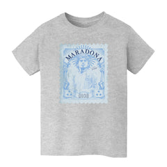 Diego Maradona Argentina National Team Vive La Fete Youth Vintage Stamp T-Shirt - Gray discount