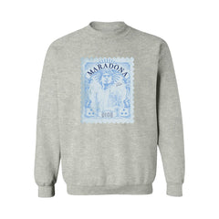 Diego Maradona Argentina National Team Vive La Fete Vintage Stamp Sweatshirt - Gray on sale