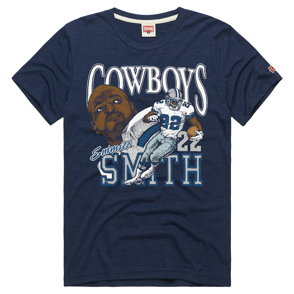 Emmitt Smith Dallas Cowboys Homage Unisex Retired Player Classic Caricature T-Shirt - Navy on sale