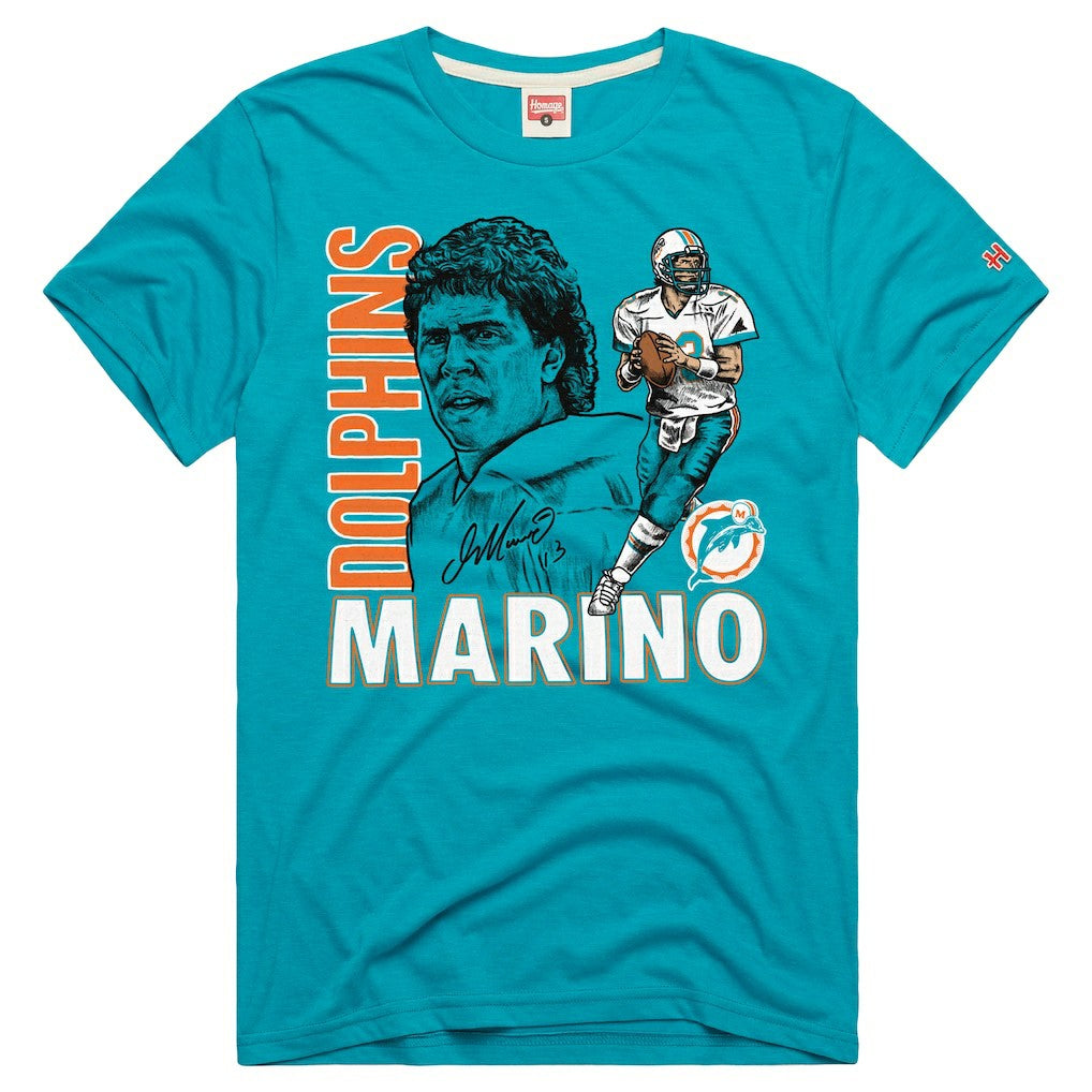 Dan Marino Miami Dolphins Homage Unisex Retired Player Classic Caricature T-Shirt - Aqua cheap