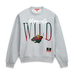 Minnesota Wild Mitchell & Ness Women's Hockey Night Sweatshirt Heather Gray