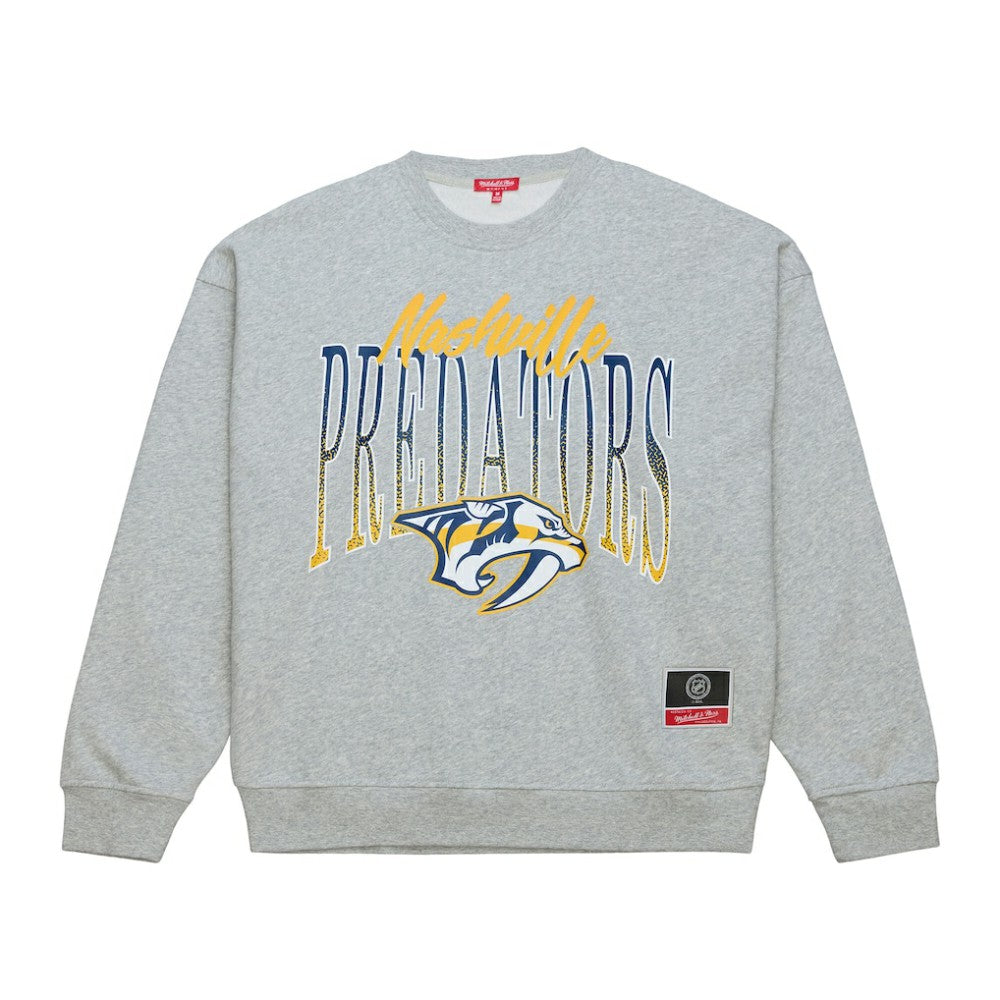 Nashville Predators Mitchell & Ness Women's Hockey Night Sweatshirt Heather Gray
