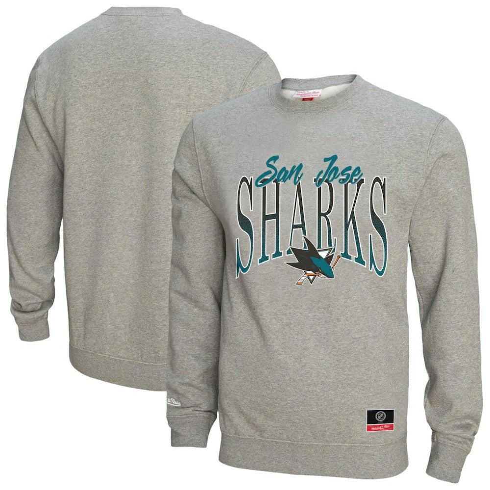 San Jose Sharks Mitchell & Ness Women's Hockey Night Sweatshirt Heather Gray