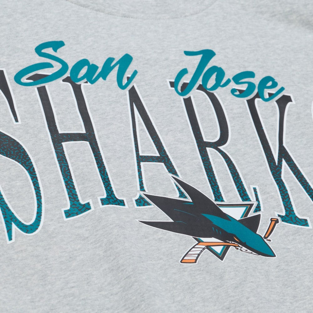 San Jose Sharks Mitchell & Ness Women's Hockey Night Sweatshirt Heather Gray