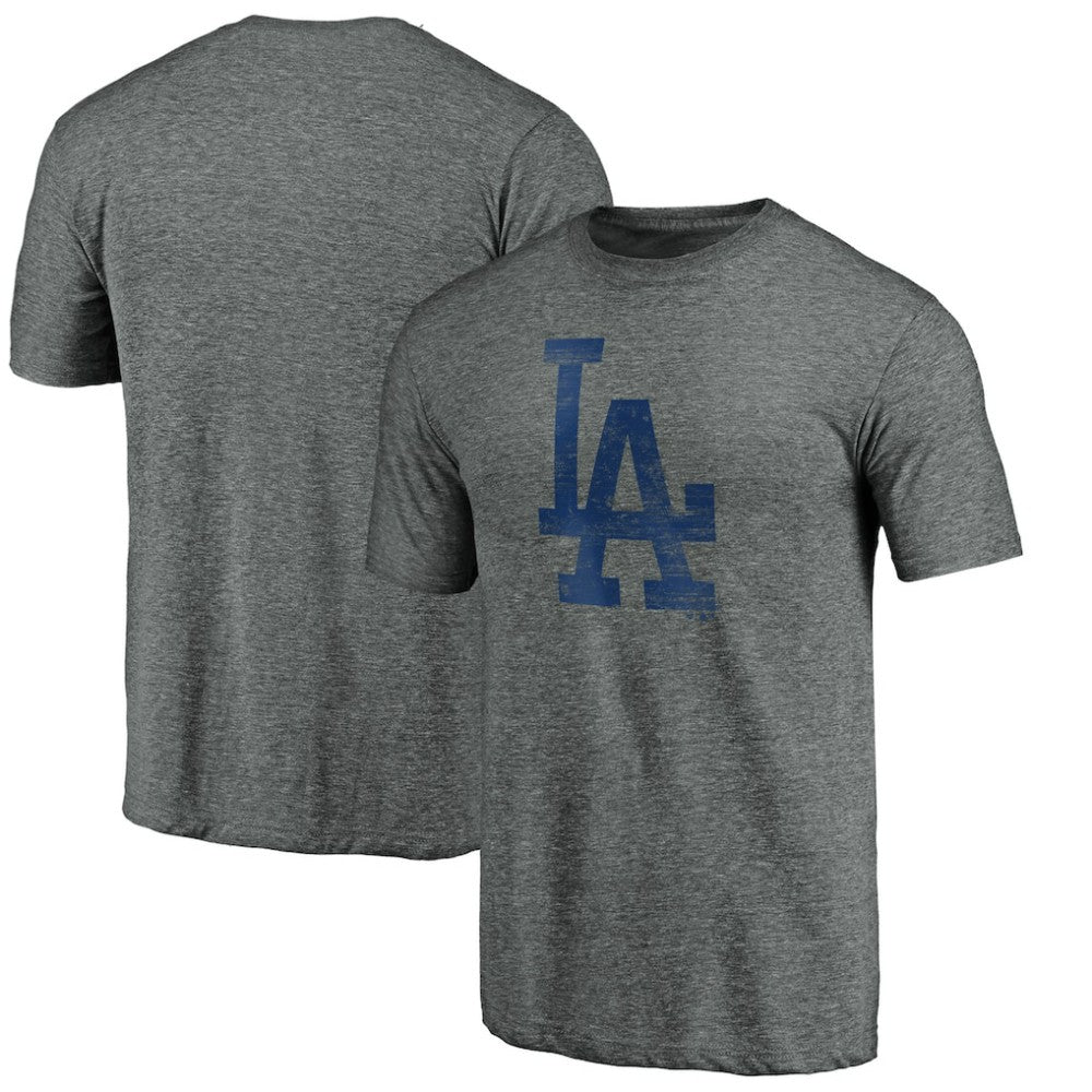 Los Angeles Dodgers Weathered Logo Tri-Blend T-Shirt - Heather Gray