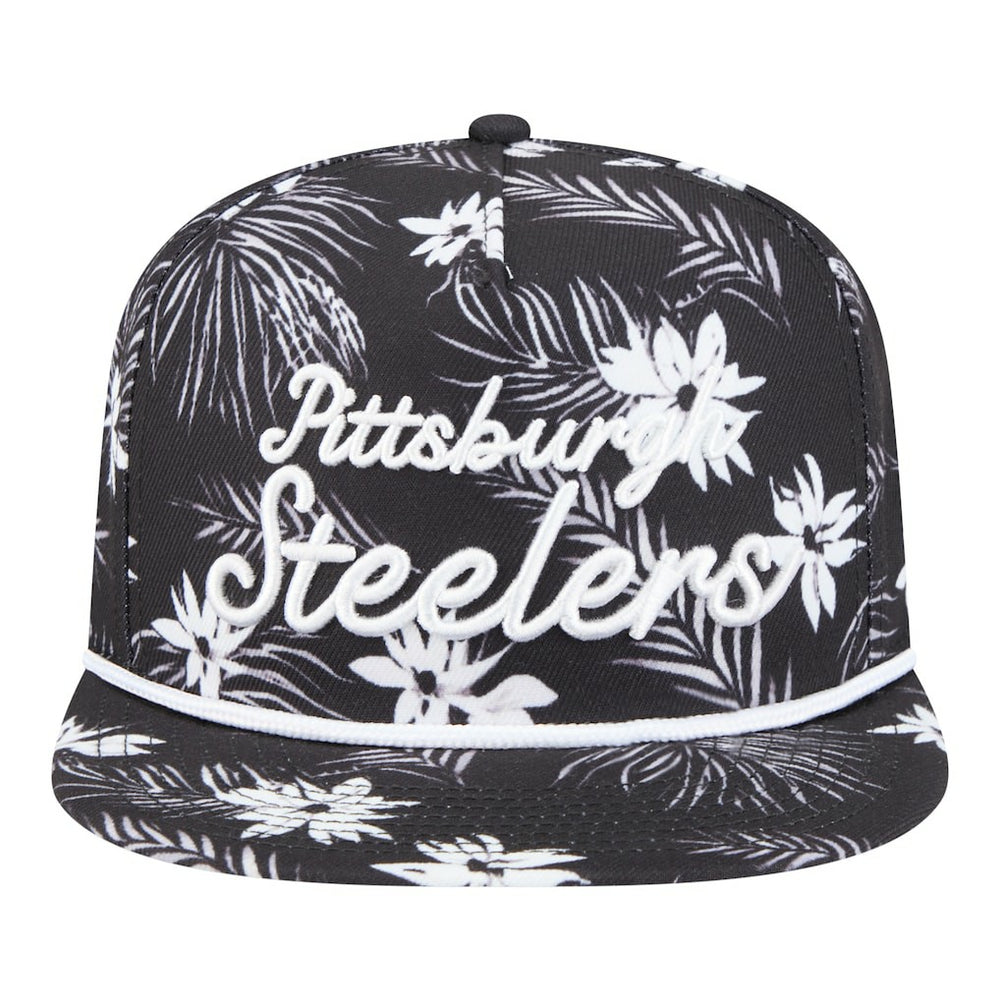 Pittsburgh Steelers New Era Palm Print A-Frame 9FIFTY Snapback Hat - Black on sale
