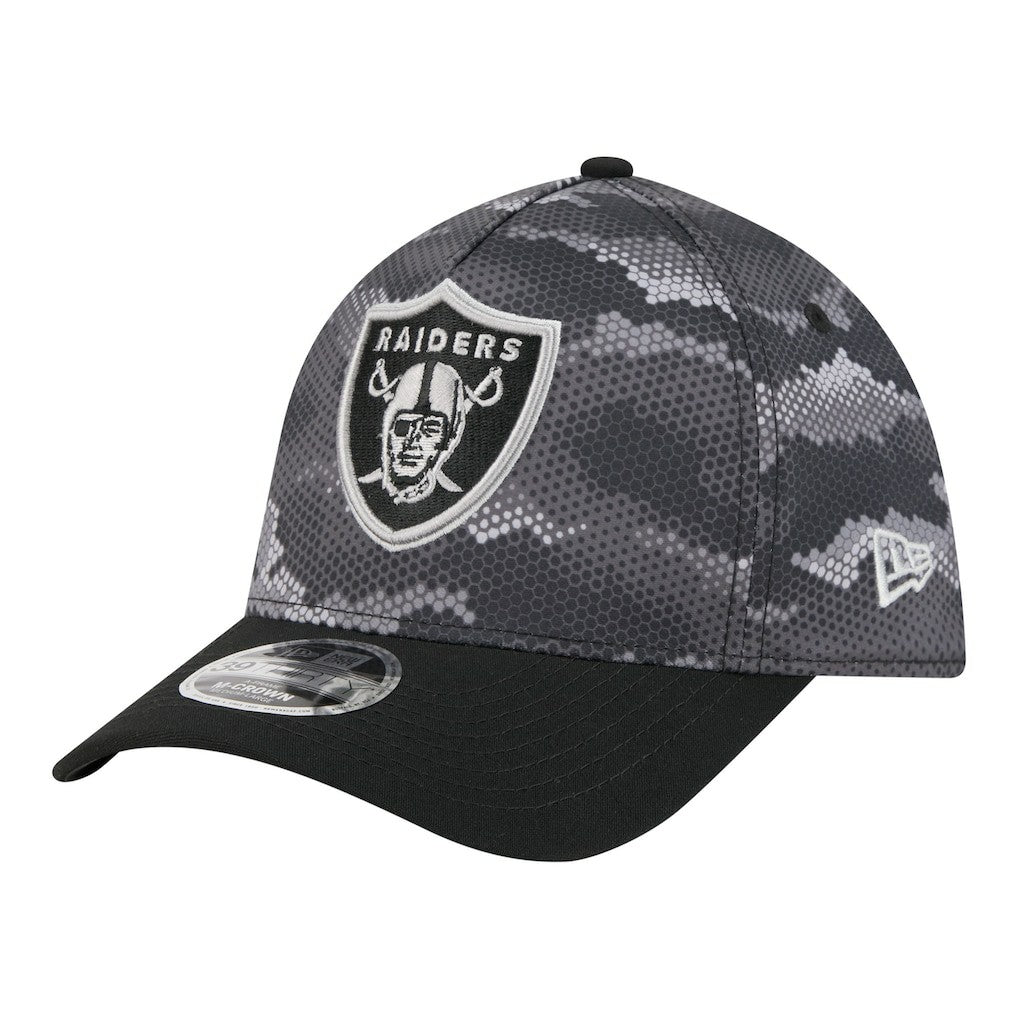 Las Vegas Raiders New Era Camo A-Frame 39THIRTY Flex Hat - Black for sale
