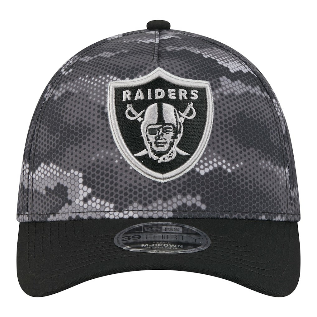 Las Vegas Raiders New Era Camo A-Frame 39THIRTY Flex Hat - Black for sale