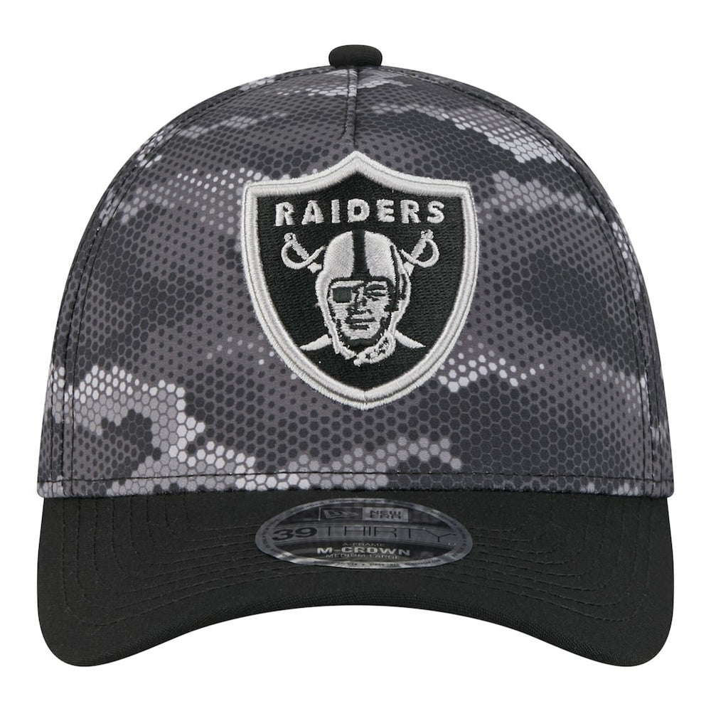 Las Vegas Raiders New Era Camo A-Frame 39THIRTY Flex Hat - Black for sale