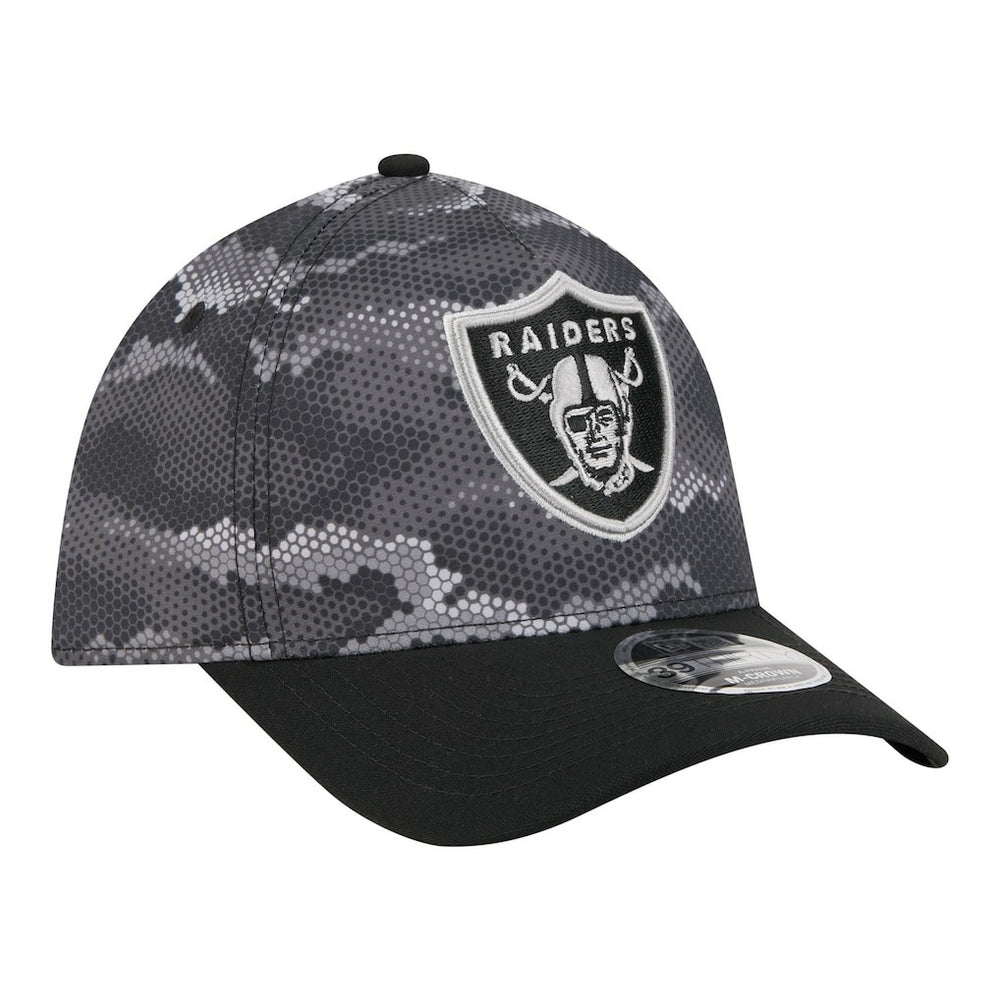 Las Vegas Raiders New Era Camo A-Frame 39THIRTY Flex Hat - Black for sale