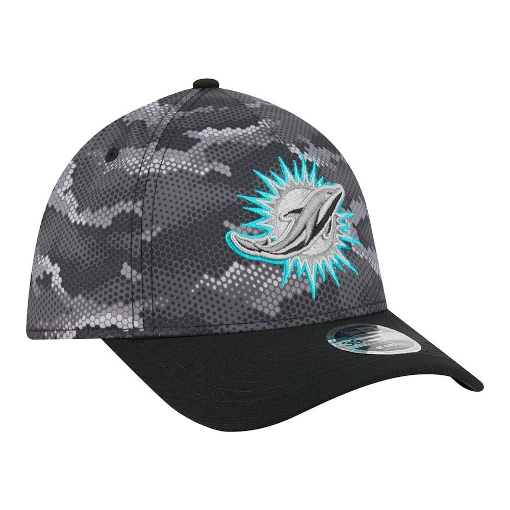 Miami Dolphins New Era Camo A-Frame 39THIRTY Flex Hat - Black discount
