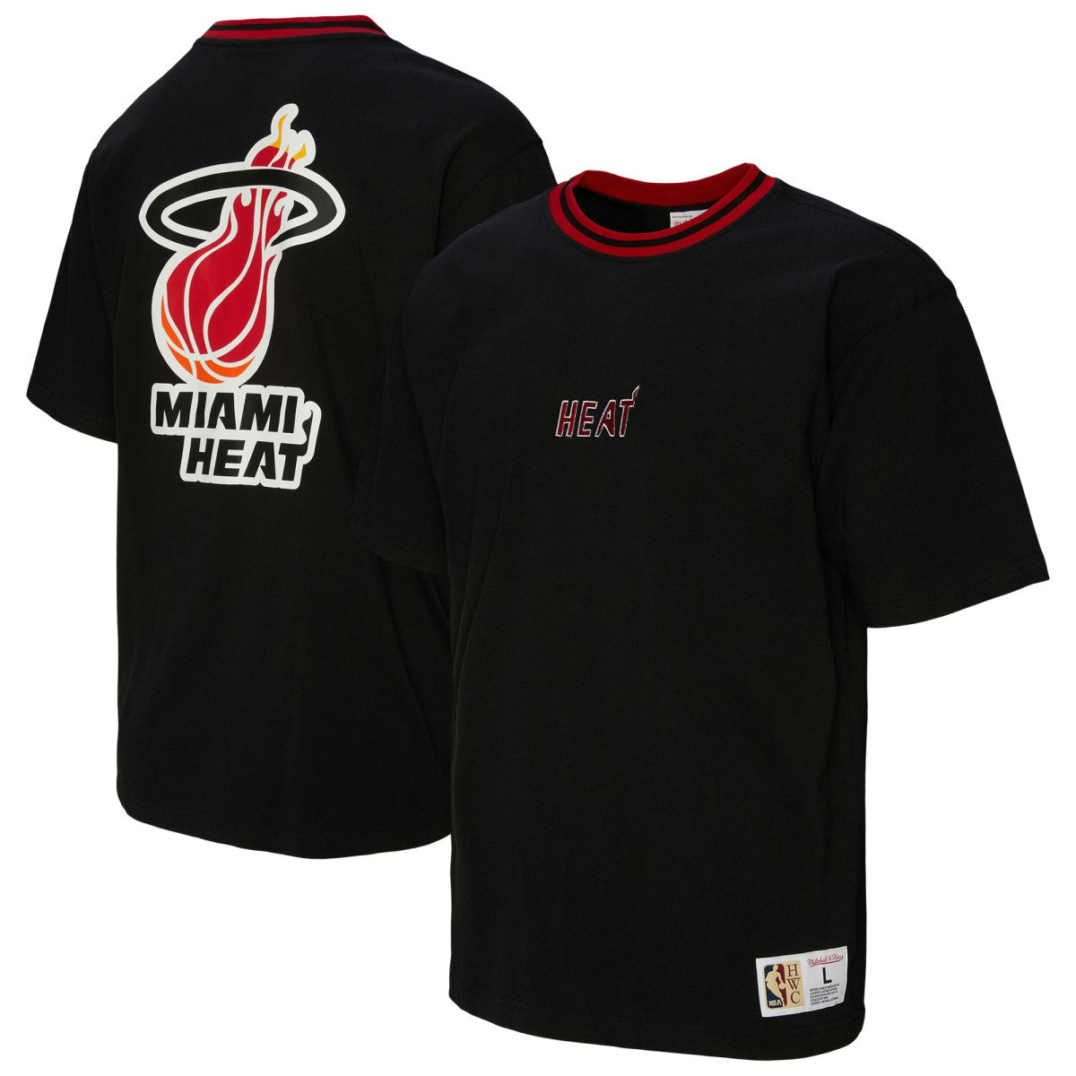 Miami Heat Unisex Playmaker Vintage Logo T-Shirt - Black | Mitchell & Ness for sale