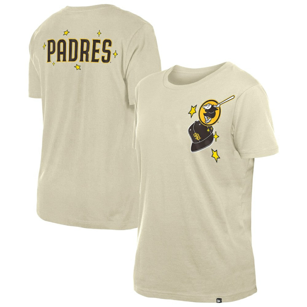 San Diego Padres Women's Stars & Cap T-Shirt - Cream | New Era
