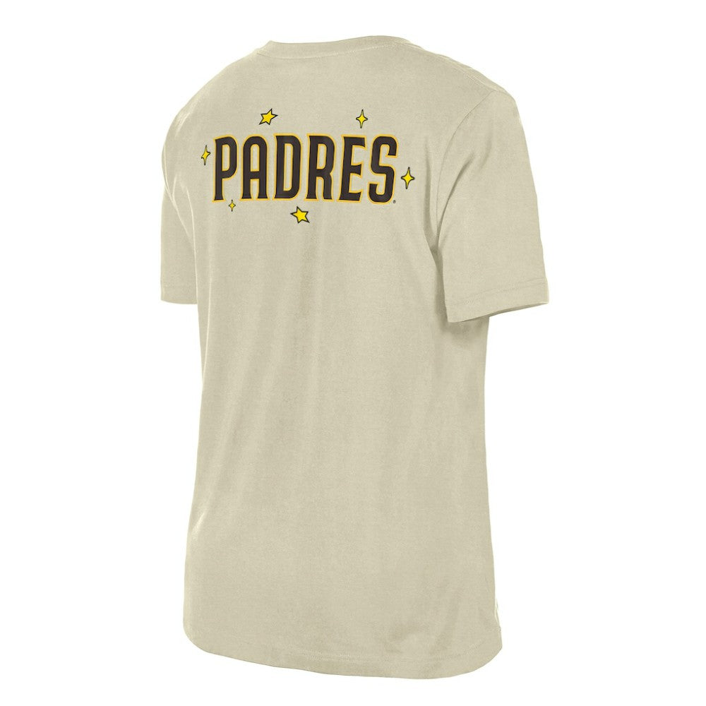 San Diego Padres Women's Stars & Cap T-Shirt - Cream | New Era