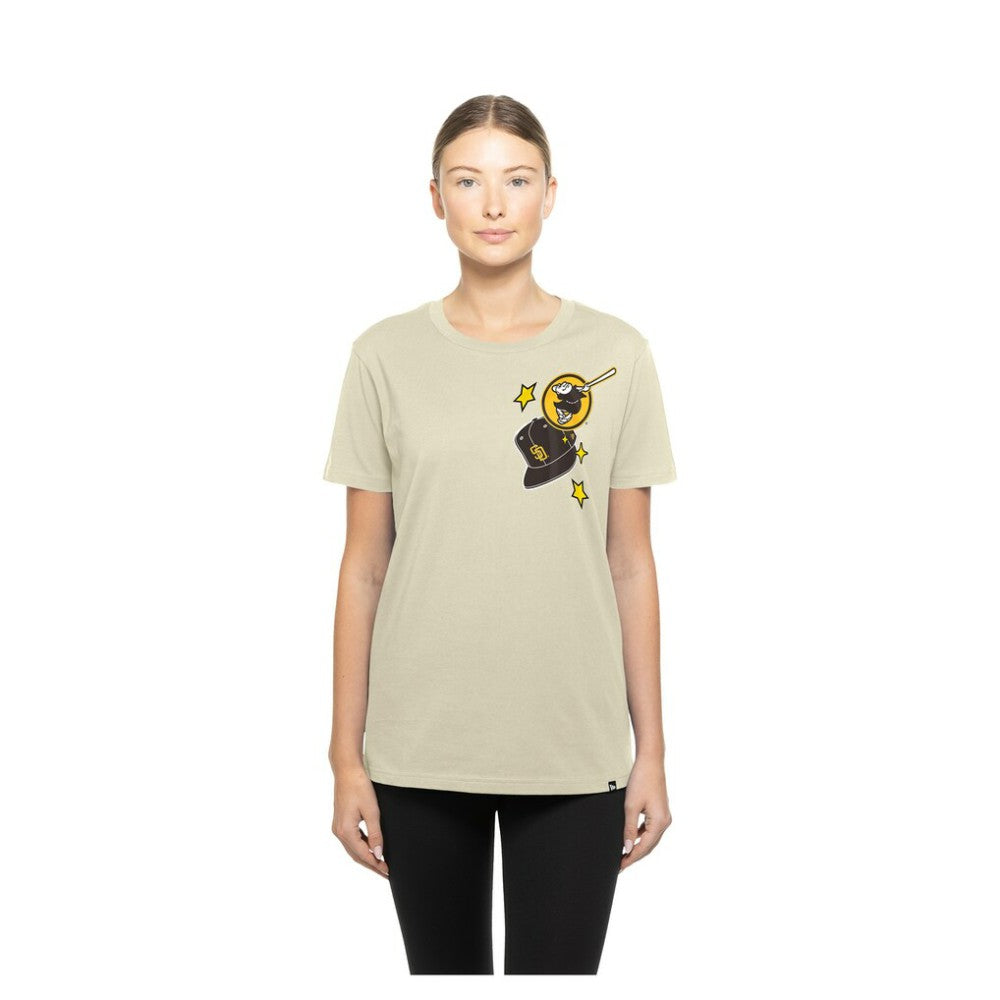 San Diego Padres Women's Stars & Cap T-Shirt - Cream | New Era