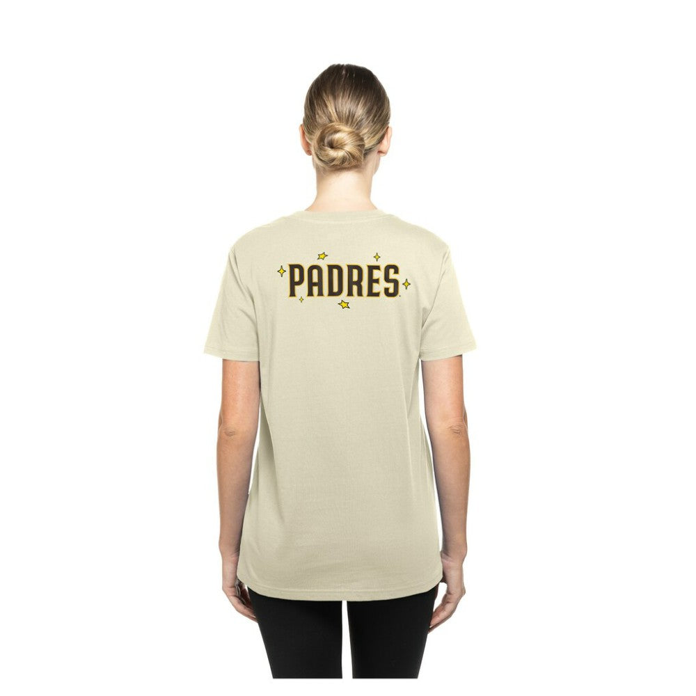 San Diego Padres Women's Stars & Cap T-Shirt - Cream | New Era