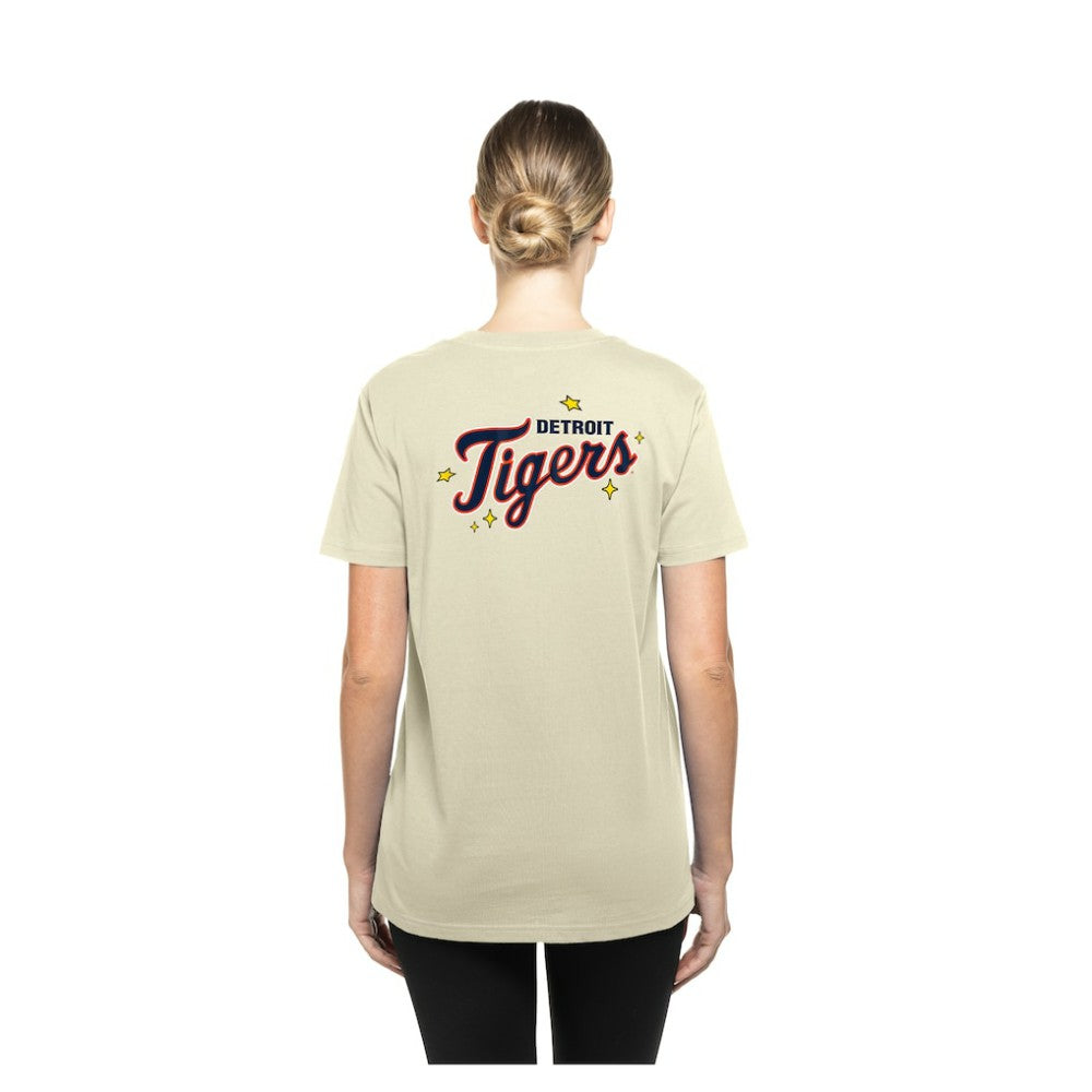 Detroit Tigers Women's Stars & Cap T-Shirt - Cream | New Era