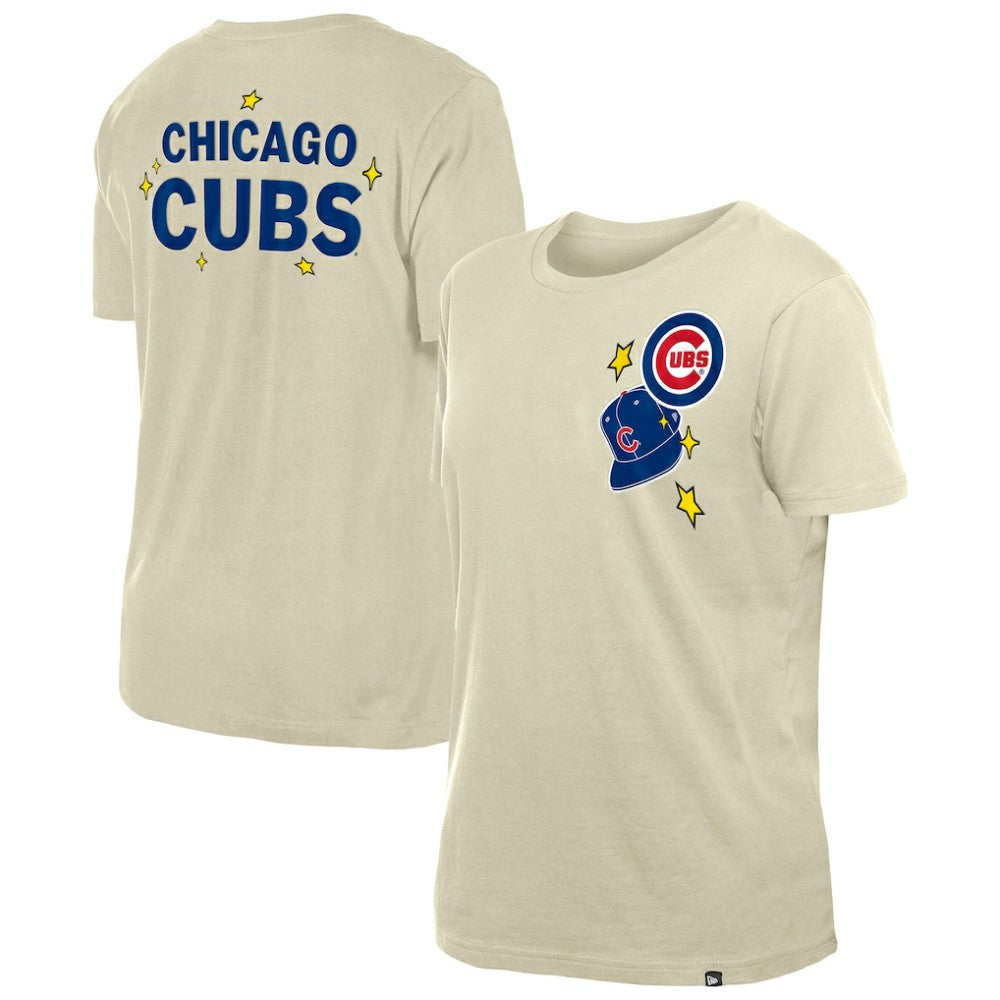 Chicago Cubs Women's Stars & Cap T-Shirt - Cream | New Era