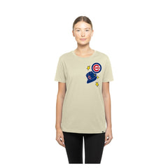 Chicago Cubs Women's Stars & Cap T-Shirt - Cream | New Era