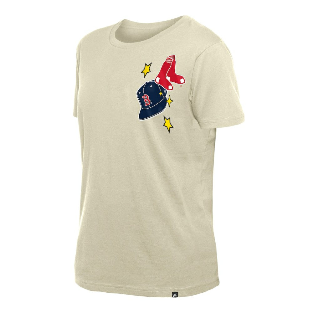 Boston Red Sox Women's Stars & Cap T-Shirt - Cream | New Era