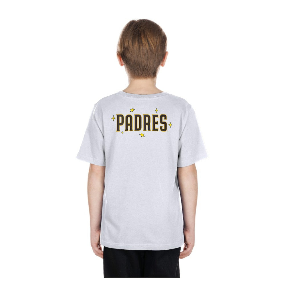 San Diego Padres Youth Stars & Cap T-Shirt - White | New Era