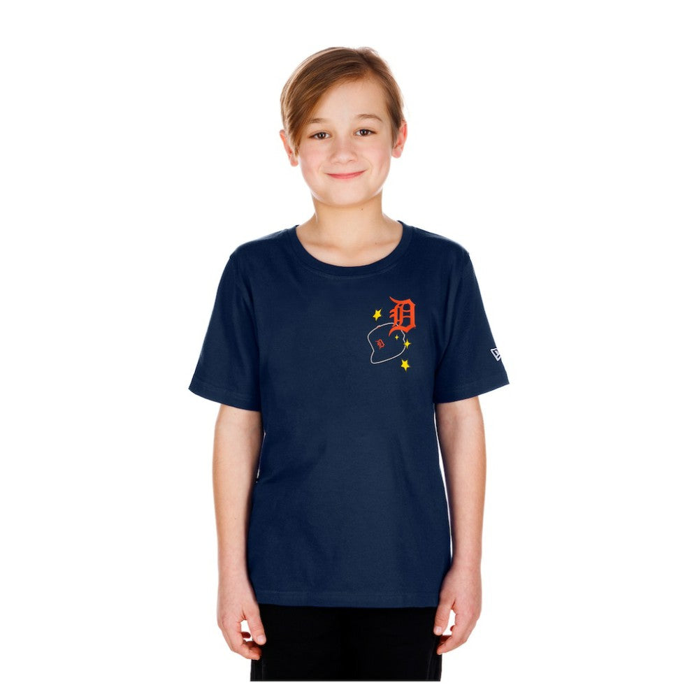 Detroit Tigers Youth Stars & Cap T-Shirt - Navy | New Era