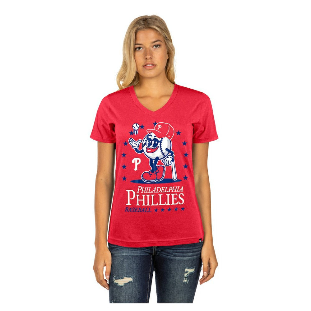 Philadelphia Phillies Women's Little Miss 2 V-Neck T-Shirt - Red | New Era