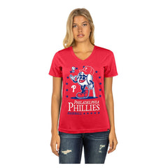 Philadelphia Phillies Women's Little Miss 2 V-Neck T-Shirt - Red | New Era